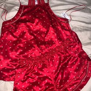 A silky two piece set pajama .